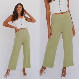 green ribbed pants